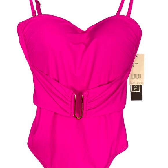La Blanca Island Goddess Bandeau One-Piece Swimsuit Orchid Size 6 NWT - Picture 4 of 11